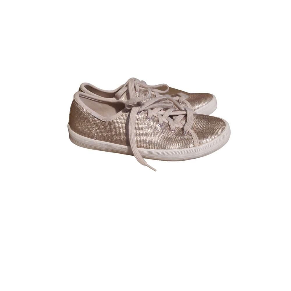 Keds Kickstart Youth Girls Size 2.5 Shimmer Rose Gold Lace Up Sneakers EUC
